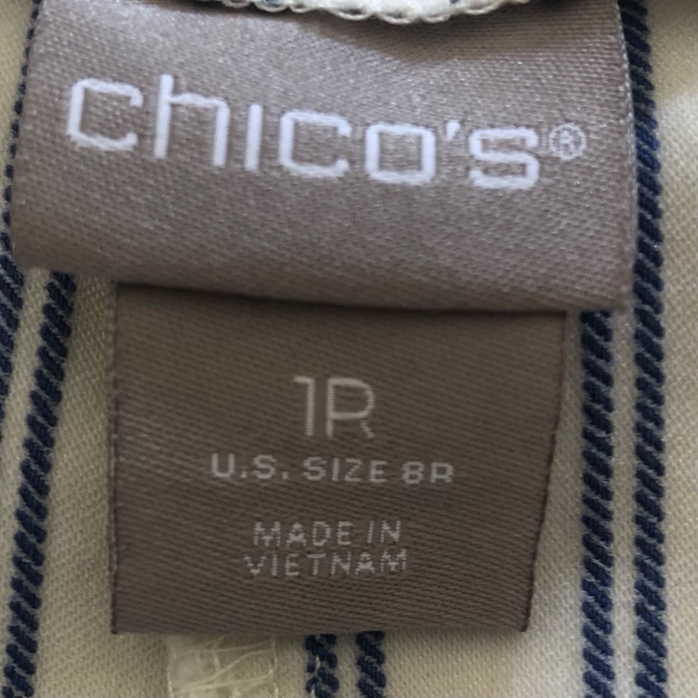 Chico/ Woman’s/Basic pull up Slit Ankle Pants / blue and white stripe / 1R-US 8R - Picture 6 of 7